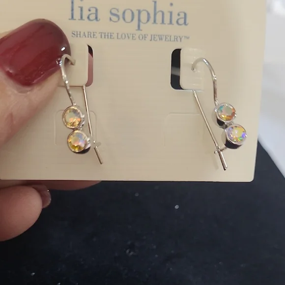 Lia Sophia Iridescent Crystal Drop Earrings - Picture 1 of 2